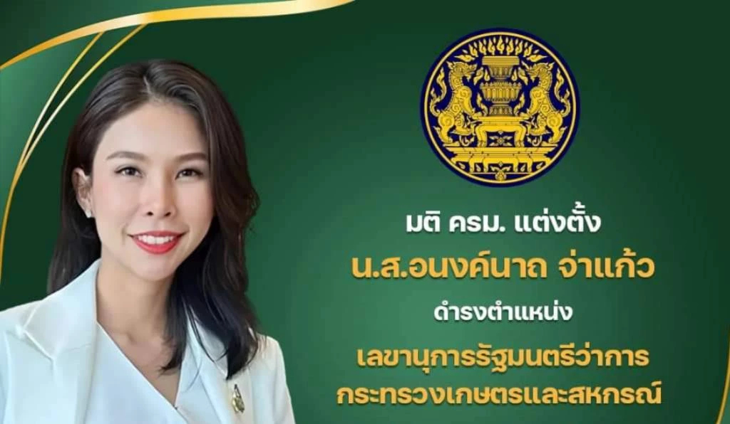 ครม.แต่งตั้ง“อนงค์นาถ จ่าแก้ว“สมาชิกพรรคกล้าธรรม นั่งเลขาฯ”รมว.นฤมล“