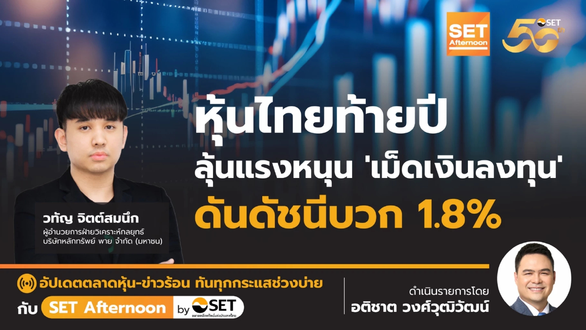 หุ้นไทยท้ายปี ลุ้นแรงหนุน 'เม็ดเงินลงทุน' ดันดัชนีบวก 1.8% | SET Afternoon | 28-11-67