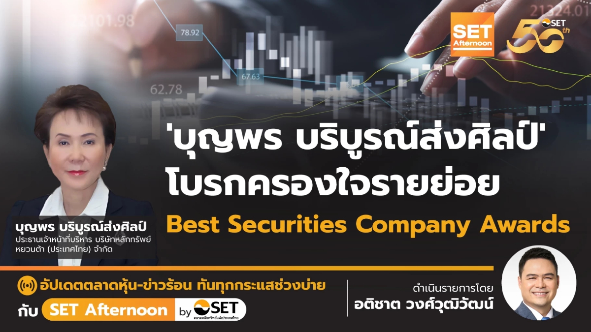 บุญพร บริบูรณ์ส่งศิลป์ โบรกครองใจรายย่อย Best Securities Company Awards | SET Afternoon | 7-11-67