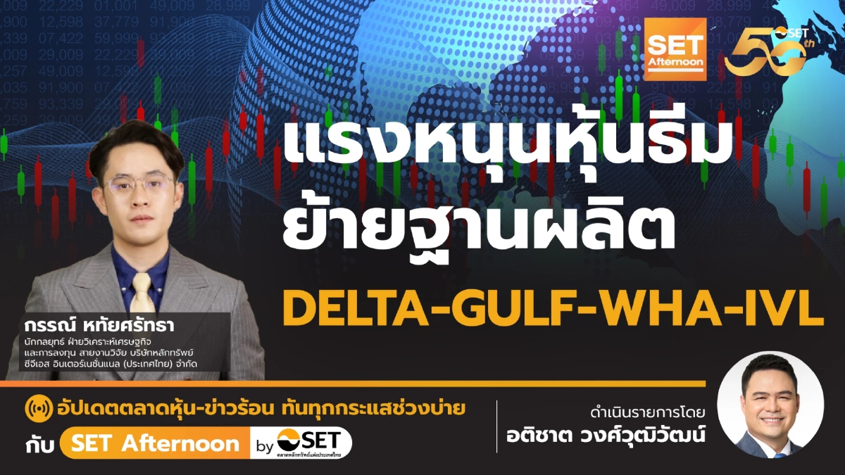 แรงหนุนหุ้นธีม ย้ายฐานผลิต DELTA - GULF - WHA - IVL | SET Afternoon | 13-11-67