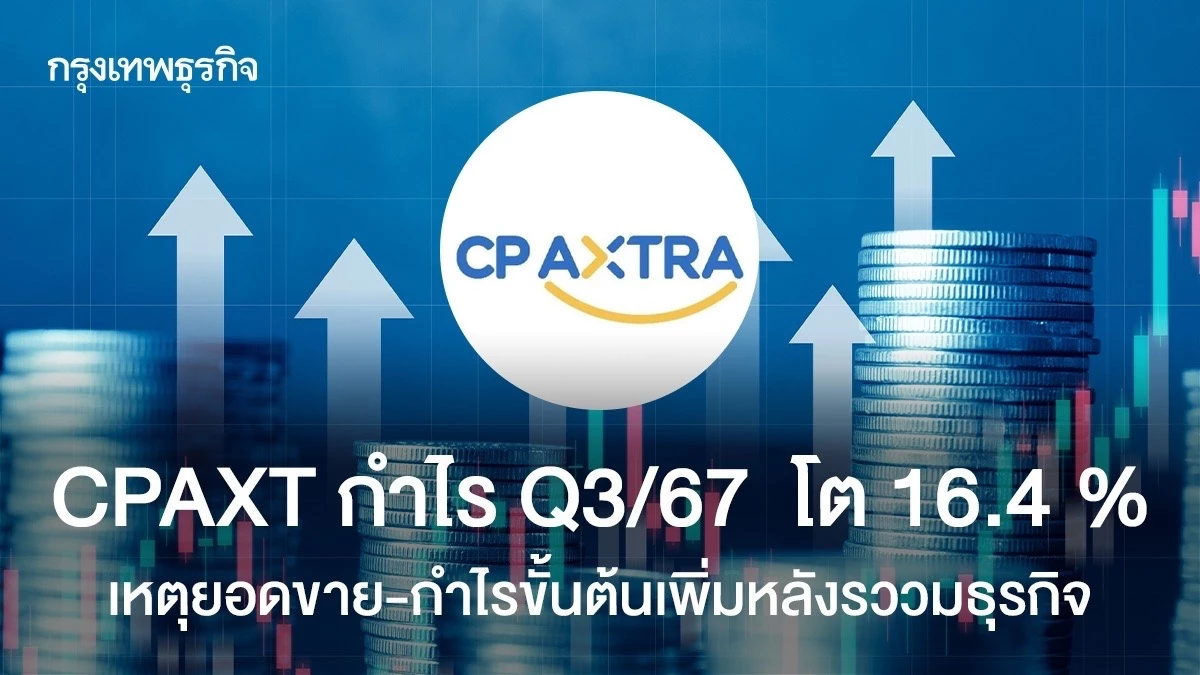CPAXT กำไร Q3/67 โต 16.4 % เหตุยอดขาย-กำไรขั้นต้นเพิ่มหลังรววมธุรกิจ