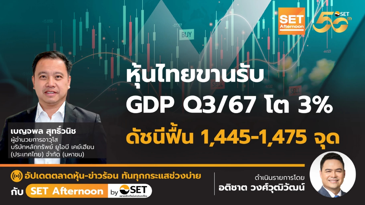 หุ้นไทยขานรับ GDP Q3/67 โต 3% ดัชนีฟื้น 1,445-1,475 จุด | SET Afternoon | 18-11-67