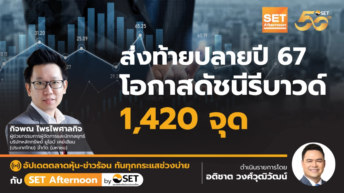 ส่งท้ายปลายปี 67 โอกาสดัชนีรีบาวด์ 1,420 จุด | SET Afternoon | 23-12-67