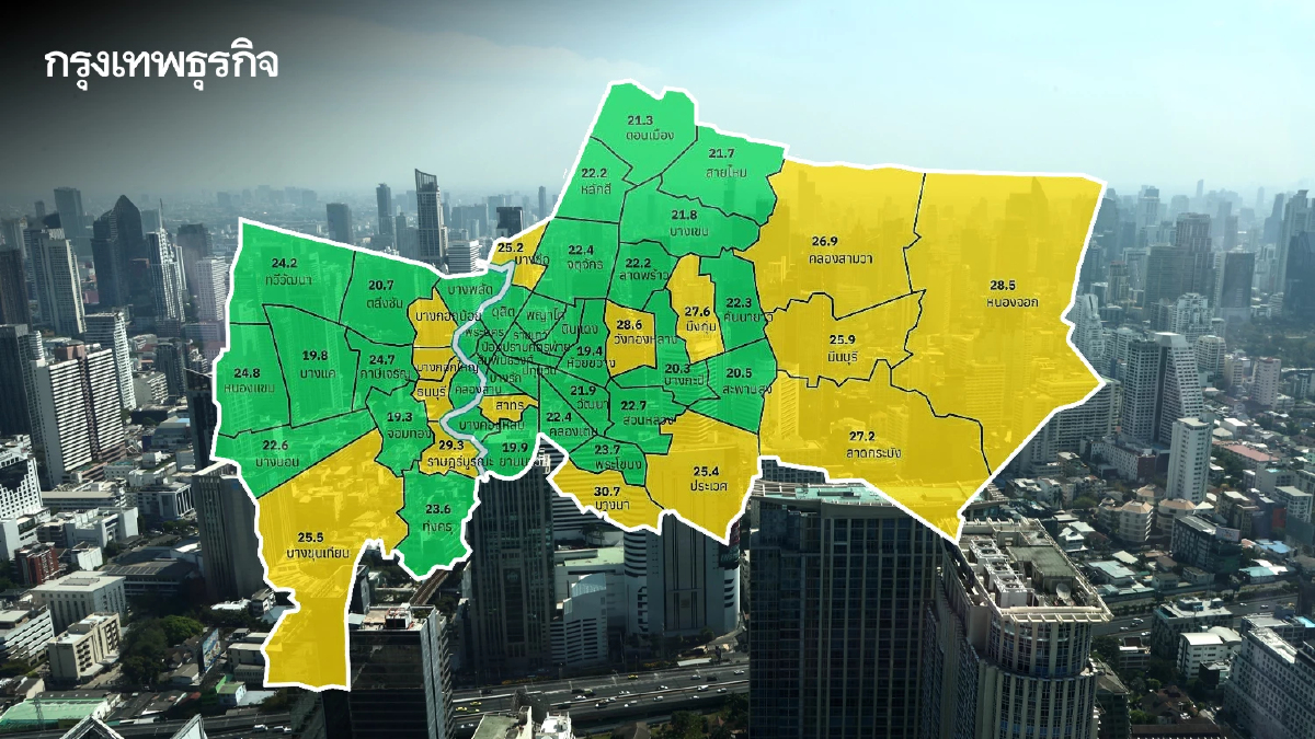 ค่าฝุ่น PM2.5 บ่ายนี้ กทม. คุณภาพอากาศดี - ภาคเหนือฝุ่นพุ่งสีส้ม เกินมาตรฐาน