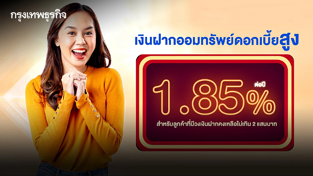 ยิ่งออมยิ่งดี เงินฝากออมทรัพย์ ธอส. เงินฝาก "เก็บออม" ดอกเบี้ยสูง 1.85% ต่อปี