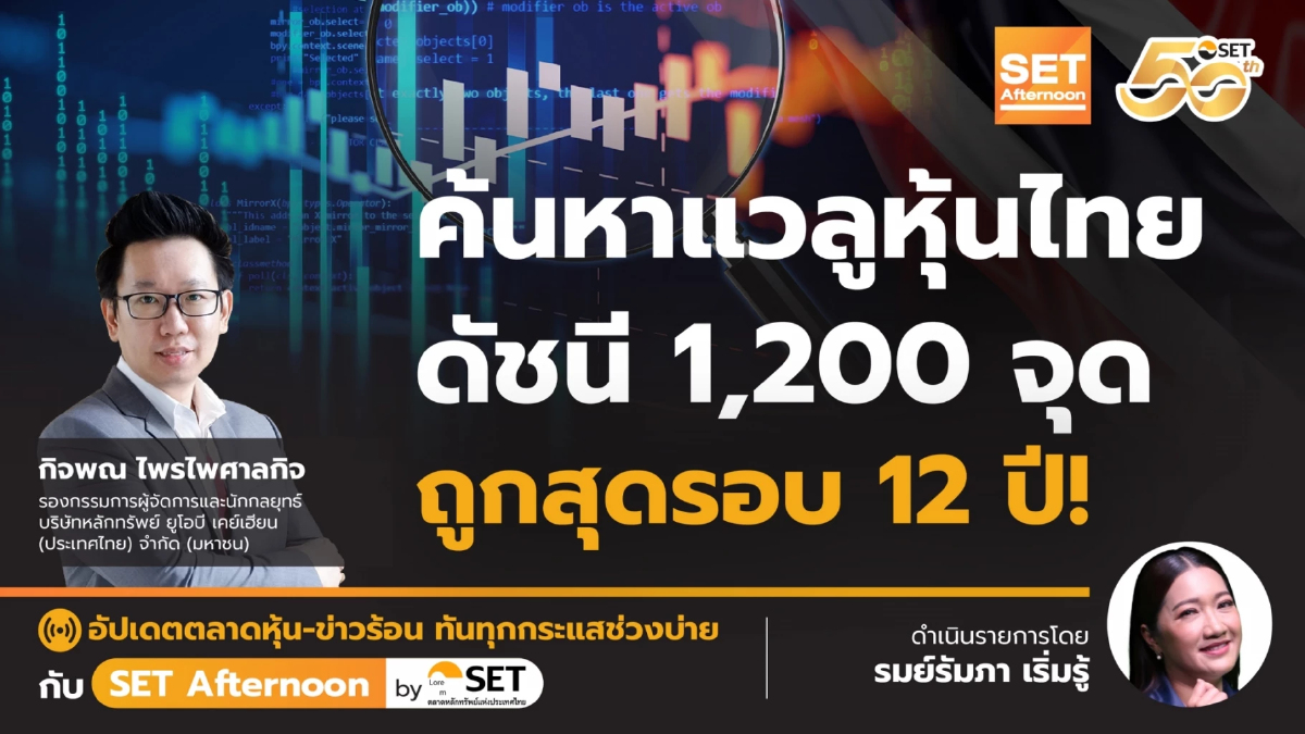ค้นหาแวลูหุ้นไทย ดัชนี 1,200 จุด ถูกสุดรอบ 12 ปี! | SET Afternoon | 3-3-68