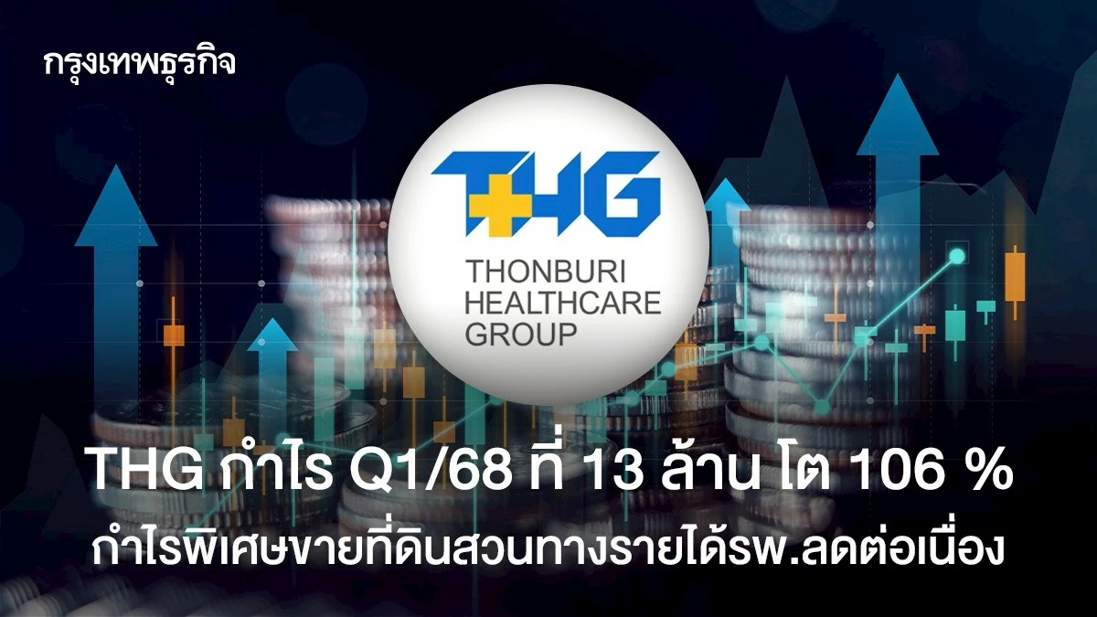 THG กำไร Q1/68 ที่ 13 ล้าน โต 106 % กำไรขายที่ดินสวนทางรายได้รพ.ลดลง