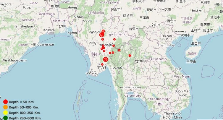 อัปเดต 'แผ่นดินไหว' วันนี้ ไทยที่เชียงใหม่ - เมียนมาแรง 4.2