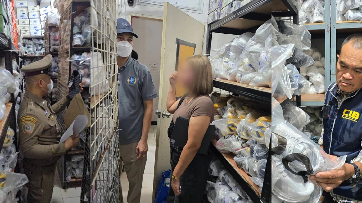 'ห้างดัง' แหล่งสินค้าละเมิดลิขสิทธิ์ ตร.บุกผงะคลังรองเท้าปลอมนับพัน