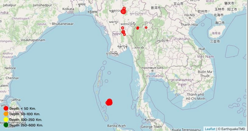 แผ่นดินไหวล่าสุด อัปเดตวันนี้ ไทย เมียนมา อินเดีย พื้นที่ที่ไหนบ้าง