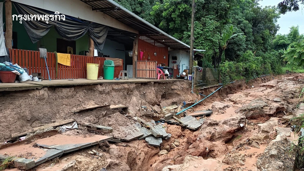 อิทธิพลพายุหวู่ติบ ถล่มยโสธร ฝนตกหนัก ถนนทรุดตัว กำแพงพัง น้ำท่วม