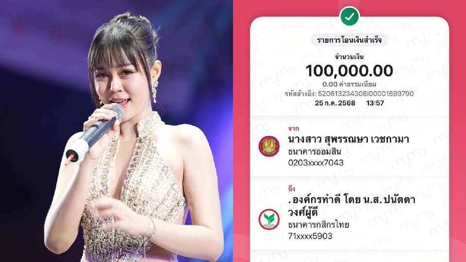 'ลำใย ไหทองคำ' ส่งแรงใจบริจาค 2.3 แสน กรณีไทยกัมพูชาชายแดนปะทะ