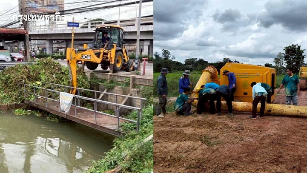 กรมชลฯ ลุยกำจัดผักตบ ติดตั้งเครื่องสูบน้ำ เร่งระบายน้ำช่วยประชาชนฝ่าวิกฤติฤดูฝน