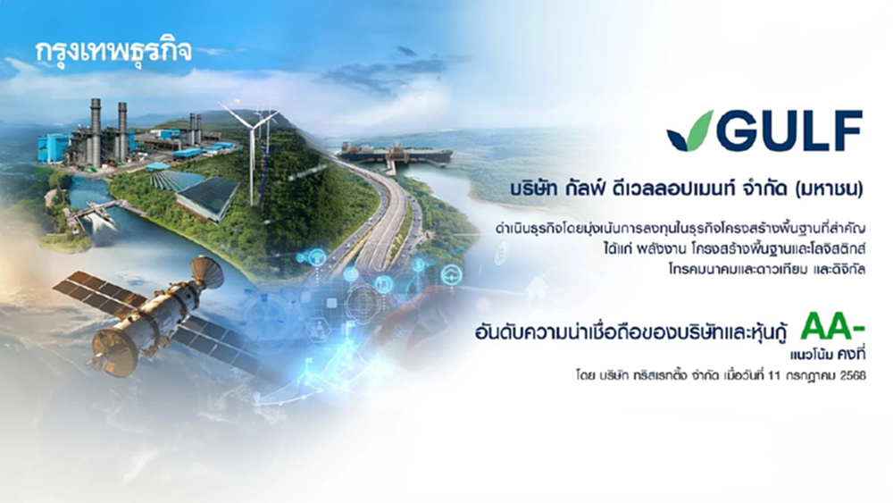 GULF ประกาศช่วงอัตราดอกเบี้ยหุ้นกู้ อายุ 5-10 ปี ที่ 1.96 – 2.67% ต่อปี
