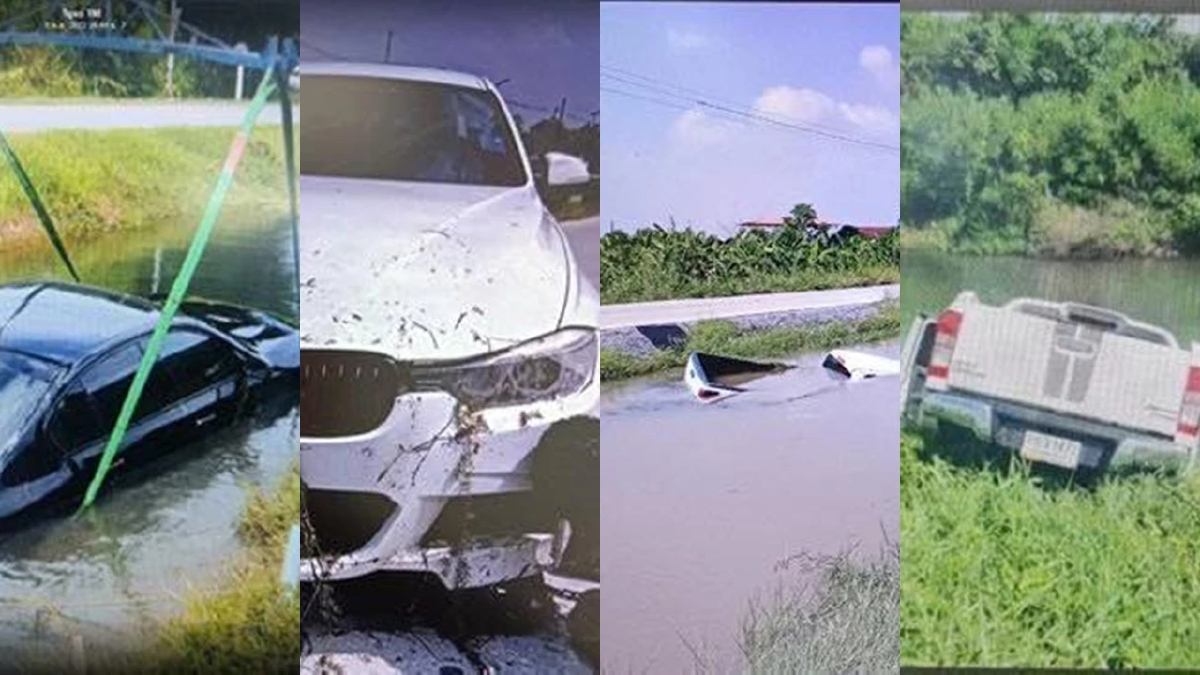 เสียหายนับล้าน จับหนุ่มแสบจัดฉากขับรถตกน้ำ 4 คันรวด เคลมประกัน