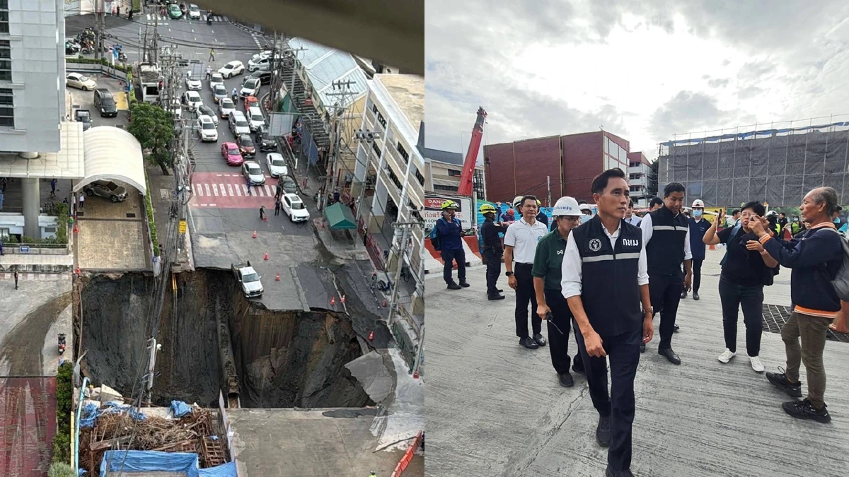 อัปเดตถนนทรุด หน้าวชิรพยาบาล ผู้ว่าฯกรุงเทพรุดตรวจสอบด่วน