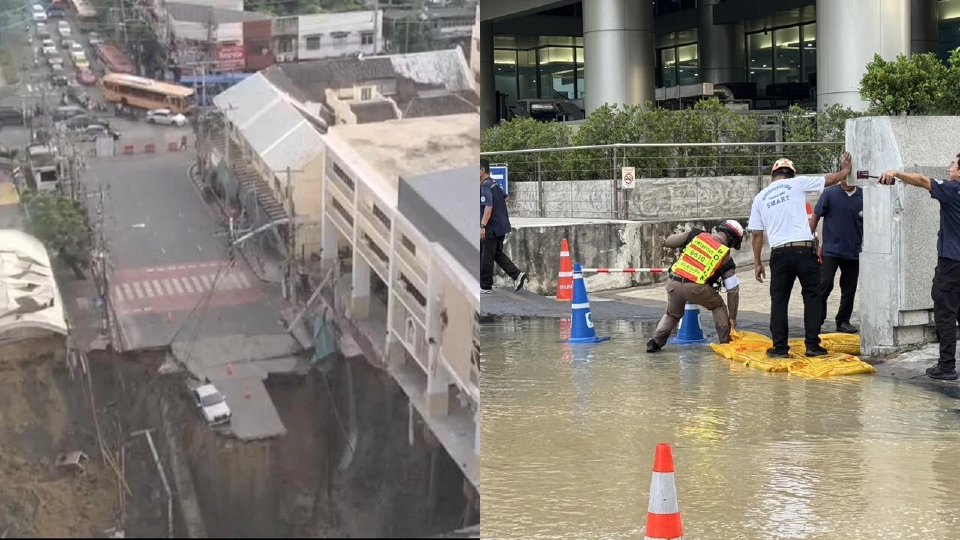 'วชิรพยาบาล' หน้ารพ.ถนนทรุด ผบ.ตร.สั่งด่วนจราจร-ดูแลความปลอดภัย