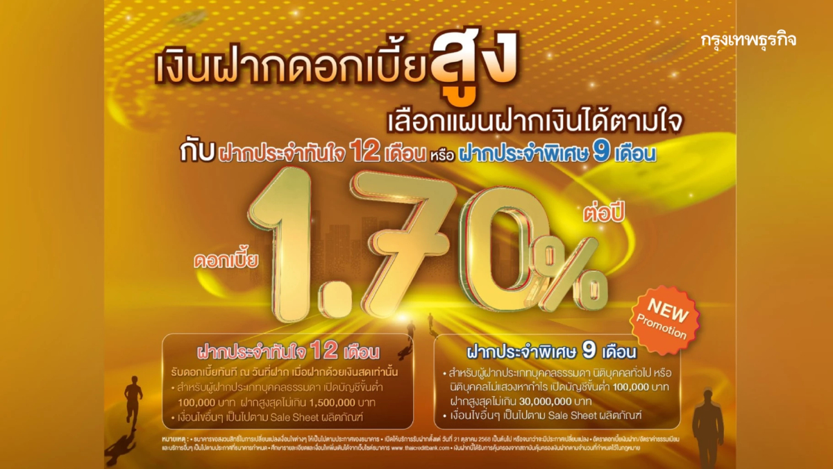 ออมวันนี้ รับผลตอบแทนคุ้มค่ากว่า กับโปรโมชันสุดพิเศษ ฝากประจำดอกเบี้ยสูงถึง 1.70% ต่อปี!