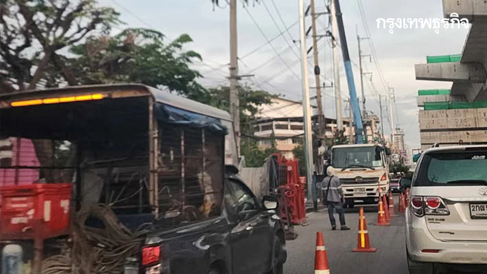 รถติดมาก ถนนสุขสวัสดิ์ ท้ายแถวสะสมใต้ทางด่วนบางพลี-สุขสวัสดิ์