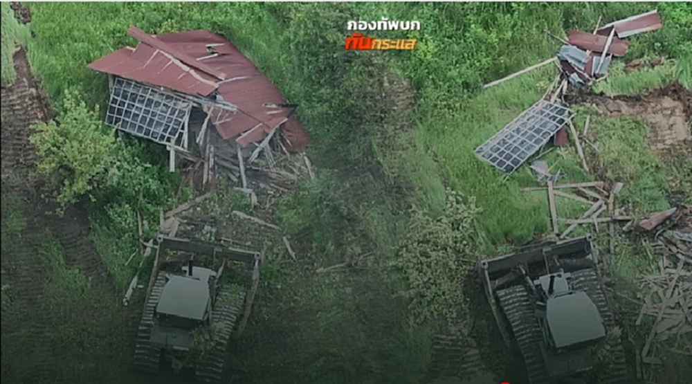 คลิปล่าสุด ทภ.1 เคลียร์สิ่งปลูกสร้างกัมพูชา บ้านหนองหญ้าแก้ว