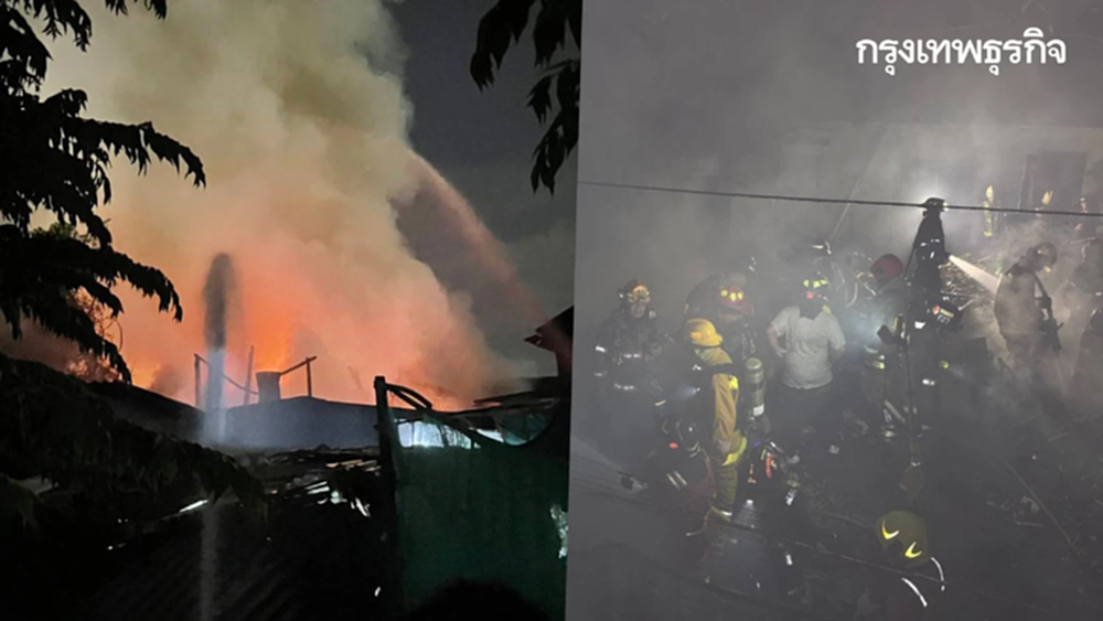 ไฟไหม้บ้านไม้ 2 หลังติดกัน ซอยริมทางรถไฟ 2 ธนบุรี เร่งดับเพลิงวุ่น