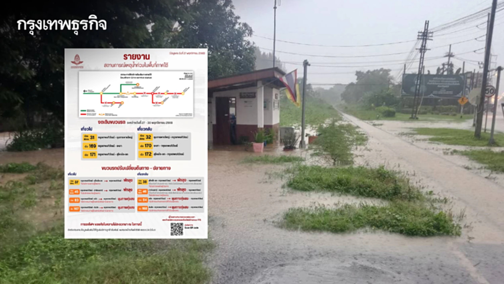 น้ำท่วมทางรถไฟสายใต้ การรถไฟฯ แจ้งเปลี่ยนสถานีต้นทาง-ปลายทาง งดเดินรถ 6 ขบวน