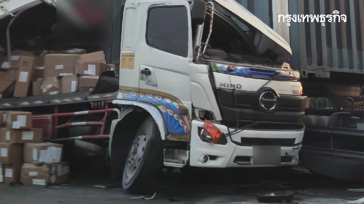 รถติดมาก เกิดอุบัติเหตุ รถบรรทุกคว่ำ ถนนพระราม 2 ขวาง 2 เลนซ้าย