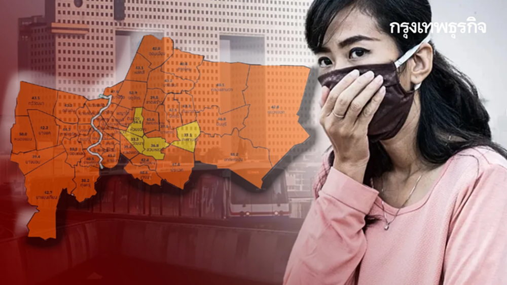 ทั่วกรุงหายใจลำบาก ค่าฝุ่นวันนี้ PM2.5 เยอะเกิน เขตบางรัก ปทุมวัน