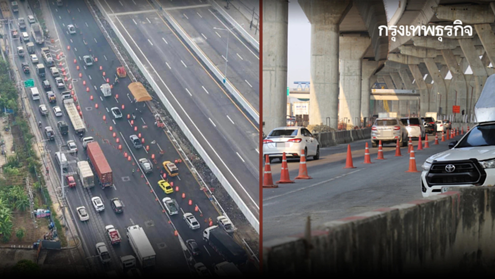 ผู้ใช้ทาง ดูเส้นทางใหม่ พระราม 2 เครนถล่ม ขาออกรถติด ขาเข้าชะลอตัว