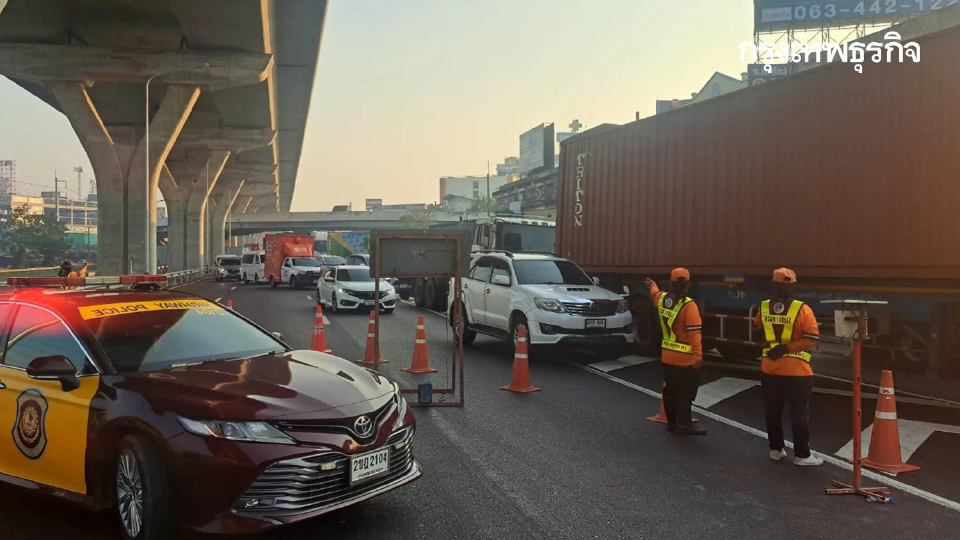 ด่วน! รถติดมากแล้ว จุดเครนถล่มถนนพระราม 2 ดูทางเลี่ยง มีปิดถนน