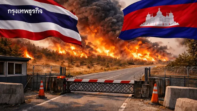 เกาะติดไฟไหม้ชายแดนไทย-กัมพูชา พบ 2 จุด ลมพัดออกฝั่งไทยไม่กระทบ