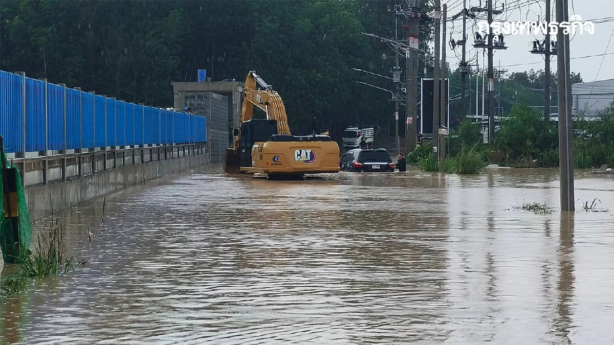 ด่วน พายุฝนตกหนักกระหน่ำ ระยอง ปลวกแดงน้ำท่วมแล้ว รถเล็กห้ามผ่าน