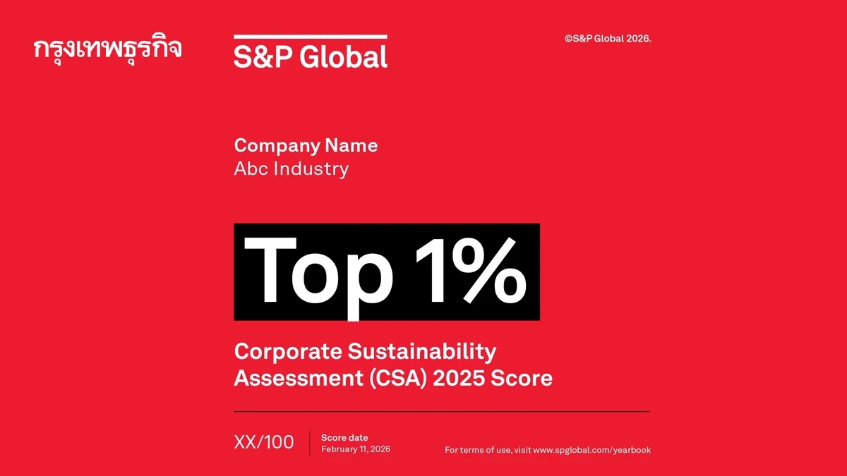 รายชื่อธุรกิจไทย คว้า Top 1% S&P Global ชี้วัด ESG บรรจุ Yearbook 2026 ระดับโลก