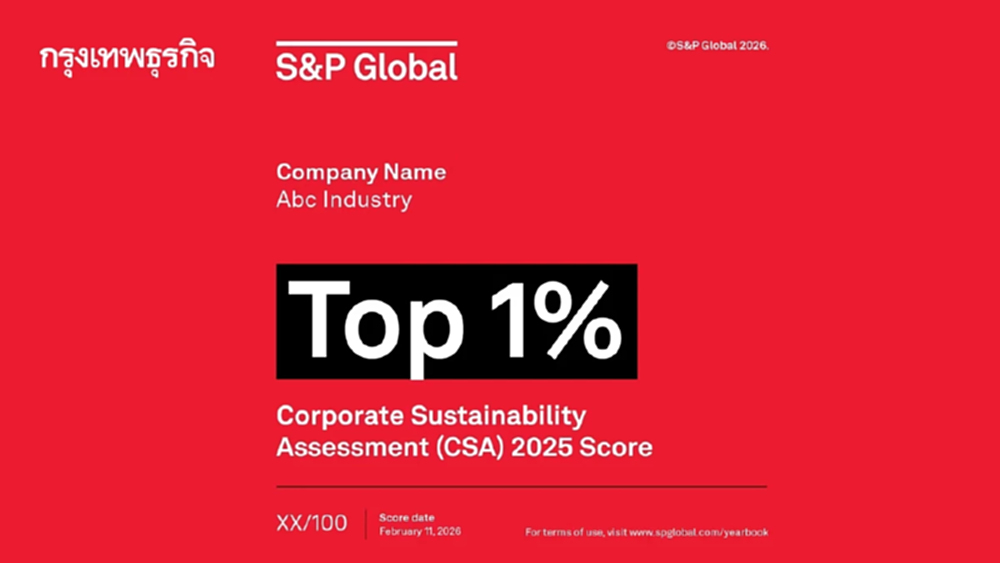 รายชื่อธุรกิจไทย คว้า Top 1% S&P Global ชี้วัด ESG บรรจุ Yearbook 2026 ระดับโลก
