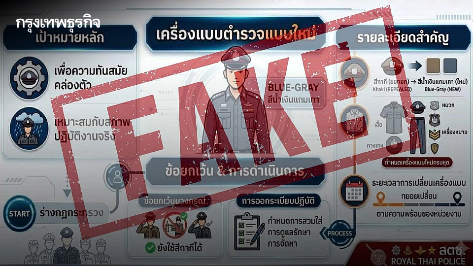 แจงดราม่า 'เครื่องแบบตำรวจใหม่' สำนักงานตำรวจแห่งชาติ เคลียร์ชัดไม่เปลี่ยนสีชุด