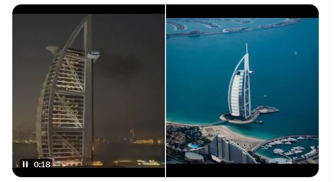 เปิดความเสียหาย 'ดูไบ' ถูกอิหร่านถล่มคืน โรงแรมหรู Burj Al Arab ไฟไหม้