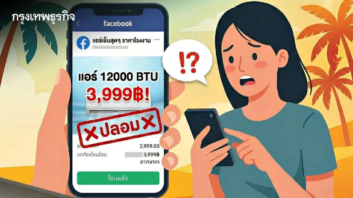 ตร. เตือนภัย ร้อนนี้ระวังมิจฉาชีพ 'หลอกขายแอร์' ราคาถูก โอนเงินแล้วบล็อก-ปิดเพจหนี