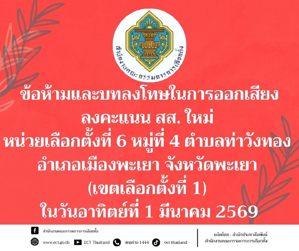 กกต. ย้ำข้อห้ามทำ ลงคะแนนใหม่ หน่วยที่6 เขตเลือกตั้ง1 พะเยา วันนี้