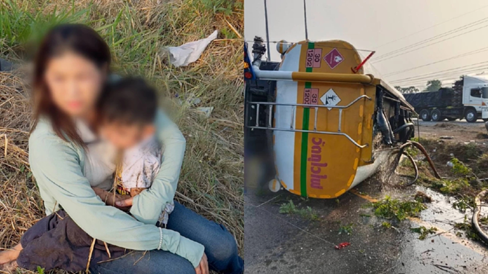 ระทึก 'รถบรรทุกน้ำมัน' พลิกคว่ำ! น้ำมันรั่วไหลถนนมิตรภาพ นครราชสีมา