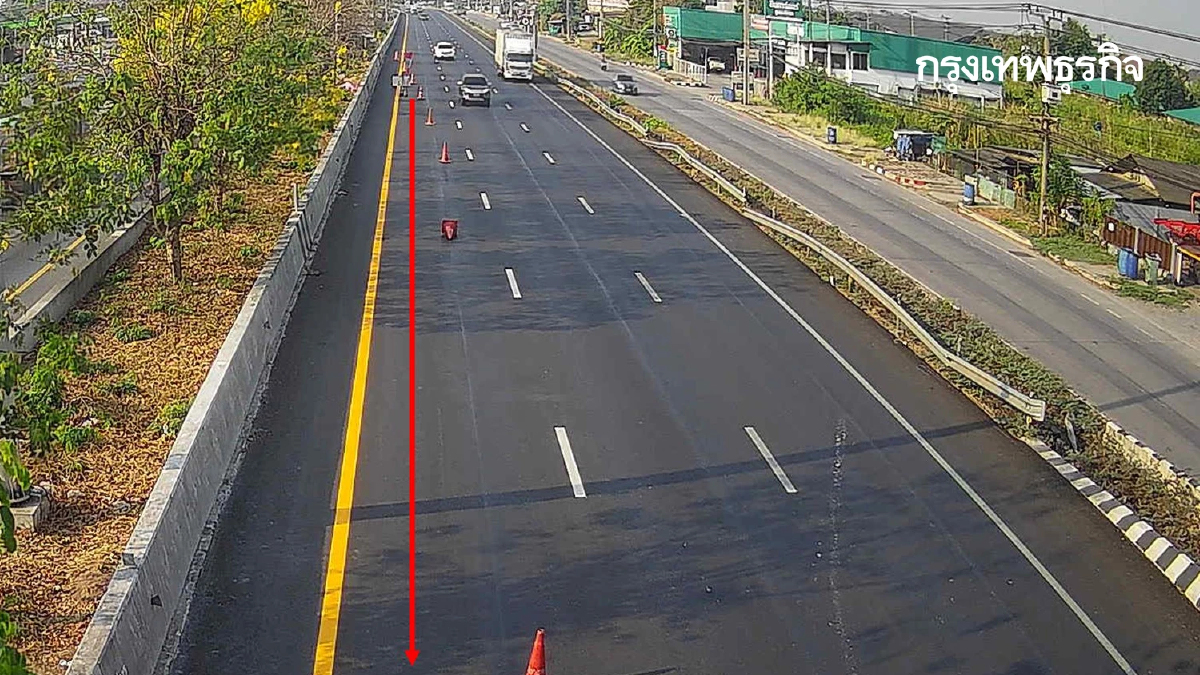 เลี่ยงพหลโยธิน ขาออก กทม. จนท.ปิดเบี่ยงเลนขวา กม.85 ระวังรถติด