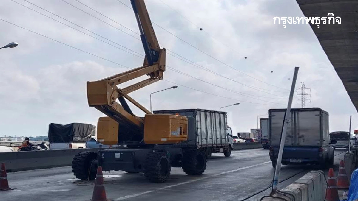 ถนนพระราม 2 รถติดมาก 4 กม. รถกระเช้า จอดเสีย ขวางทาง ขาเข้า กทม.