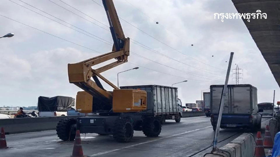 ถนนพระราม 2 รถติดมาก 4 กม. รถกระเช้า จอดเสีย ขวางทาง ขาเข้า กทม.