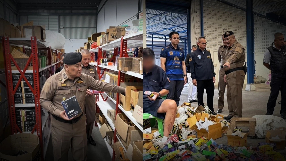 ยึดของกลาง 200 ล้าน ทลายโกดังบุหรี่ไฟฟ้า จับ 7 ล่าตัวการฟอกเงิน