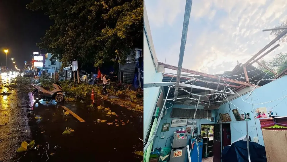 พายุฤดูร้อนถล่ม ฝนลมแรงบ้านเรือนพังหลายอำเภอ สั่งด่วนเร่งช่วย