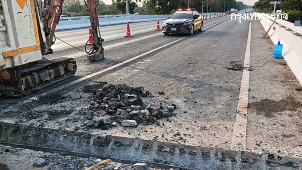 เลี่ยงรถติด กระทบผู้ใช้ทาง ถนนสายเอเชีย ขาออก กทม. ปิดถนน ซ่อมทาง