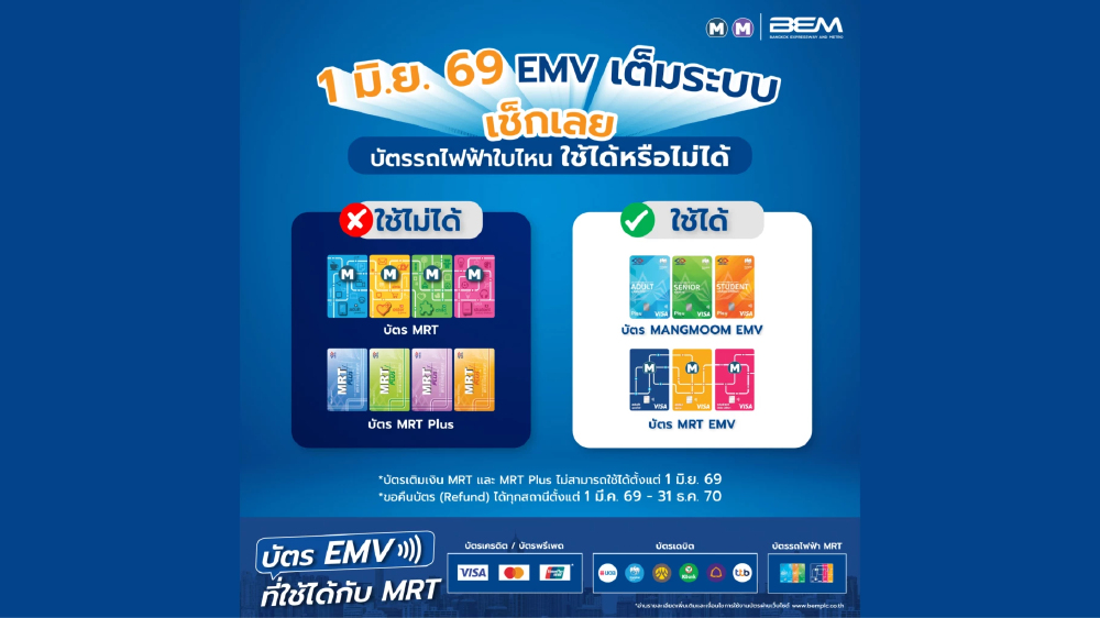 1 มิถุนายน นี้ ย้ำ! บัตรโดยสารรถไฟฟ้า MRT รุ่นเดิม และ MRT Plus ไม่สามารถใช้เดินทางได้