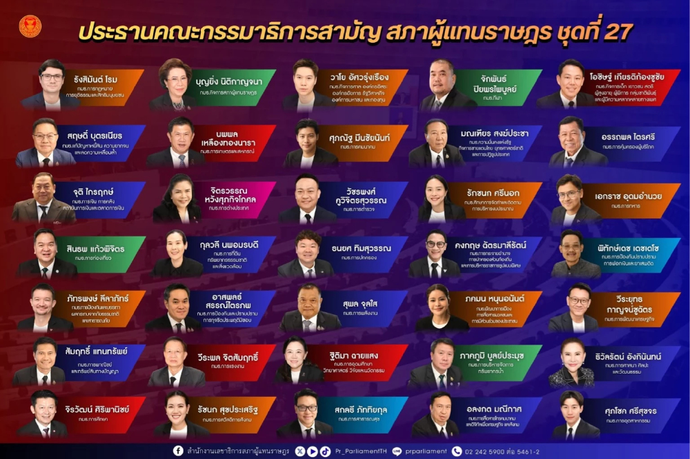 เปิดรายชื่อประธาน กมธ.สภา 35 คณะ ‘ภท.-ปชน.-พท.’ ไม่พลิกโผ