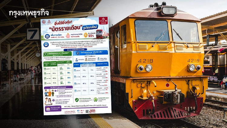 บัตรรายเดือนรถไฟแบบใหม่ ลดโหด 55% มีตั๋วรายสัปดาห์ เริ่ม 1 ก.ค.69