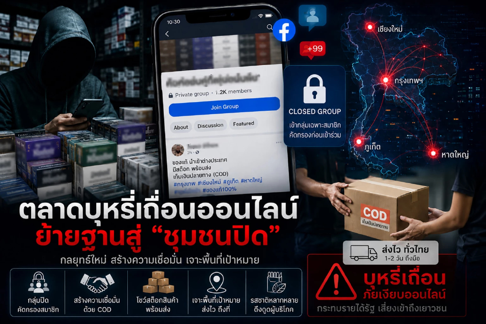 เปิดข้อมูล 'ตลาดบุหรี่เถื่อนออนไลน์'เปลี่ยนเกมสู่ 'ชุมชนปิด'