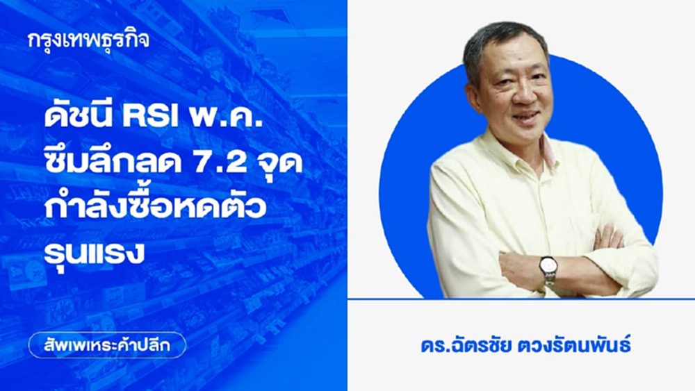 ดัชนี RSI พ.ค.ซึมลึกลด 7.2 จุด กำลังซื้อหดตัวรุนแรง 